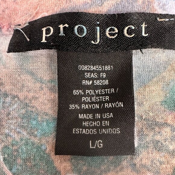 Project Womens Large Floral Print 3/4 Sleeve Top Machine Washable Gentle Cycle - Picture 3 of 4